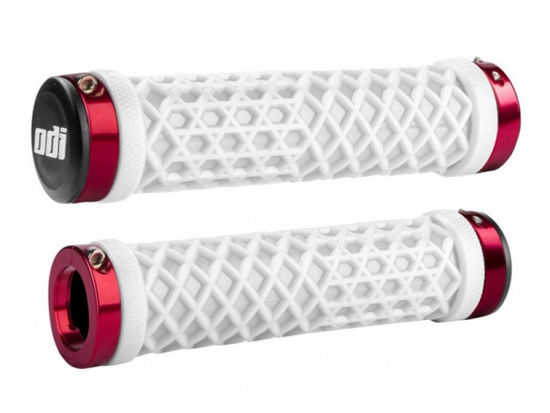 Грипсы ODI Vans® Lock-On Grips, White w/ Red Clamps (белые с красными замками)
